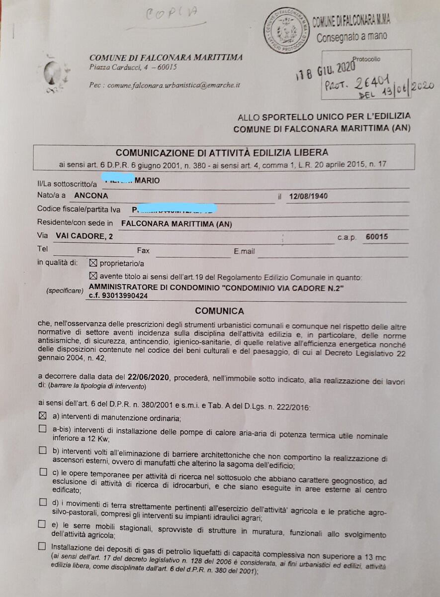 Lettera sollecito lavori condominiali