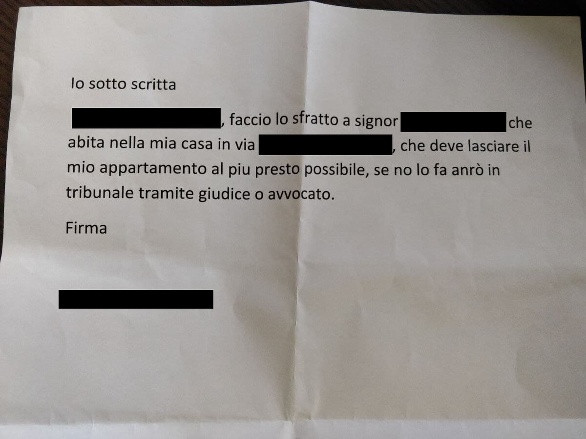 Lettera per disdetta contratto di locazione da parte del locatore