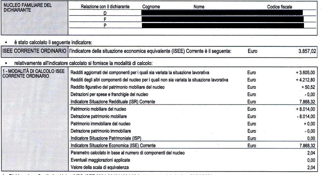 PAtrimonio mobiliare ISEE figli minorenni non contano